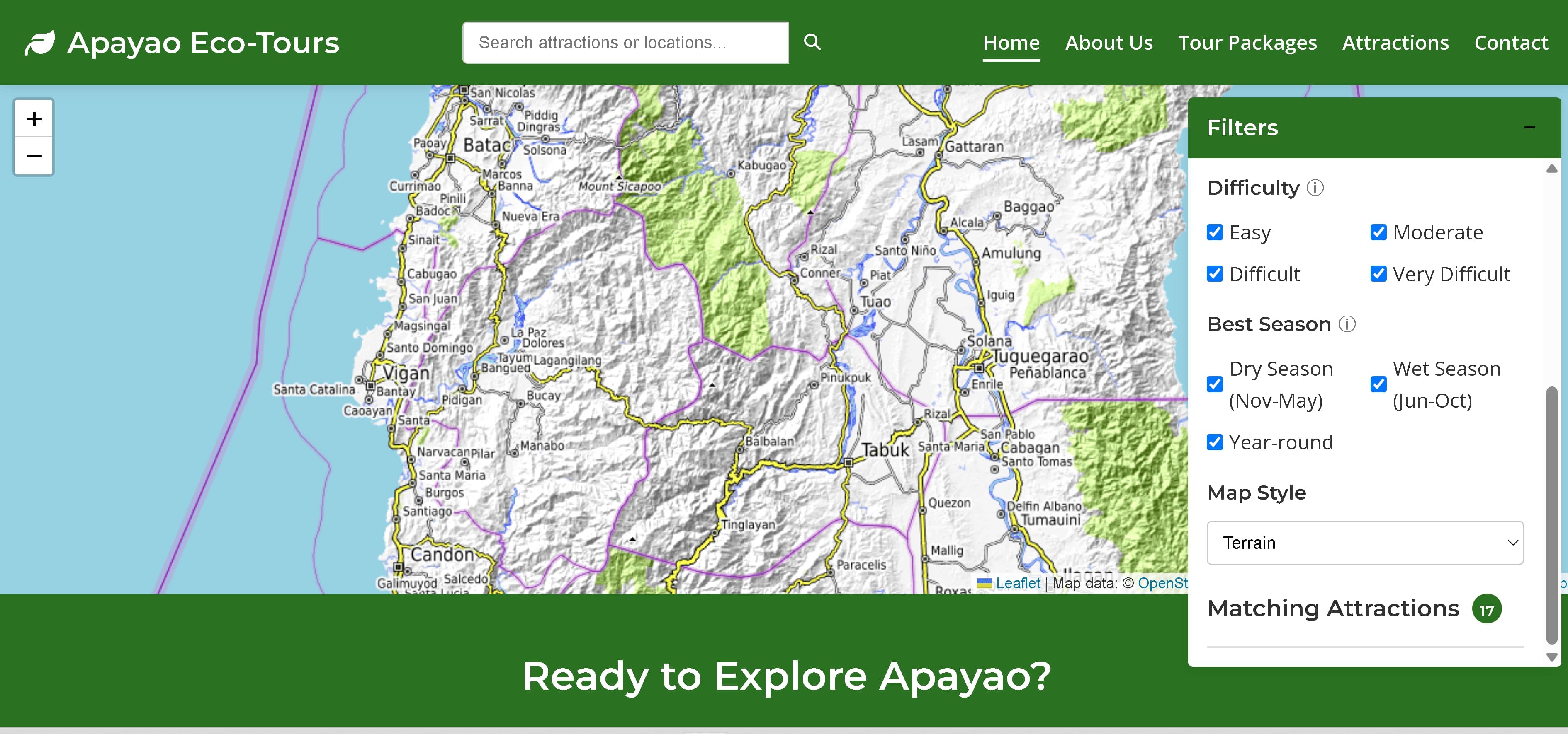 Interactive map preview showing tour locations